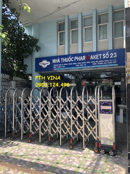 CỬA CỔNG XẾP INOX TỰ ĐỘNG PT-02