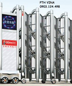 Cổng xếp inox tự động có ray