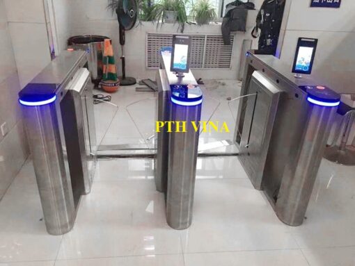 máy chấm công face id kết hơp flap barrier