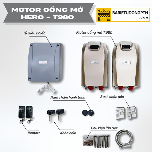 Motor con rùa HERO T980 2 trọn bộ motor cổng con rùa hero