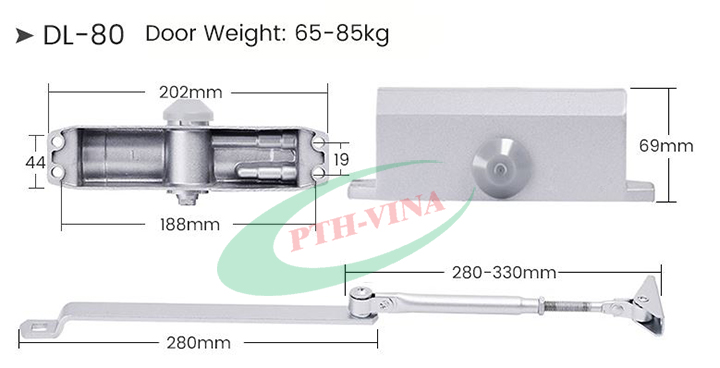 Kích thước mẫu tay co thủy lực YHD-80