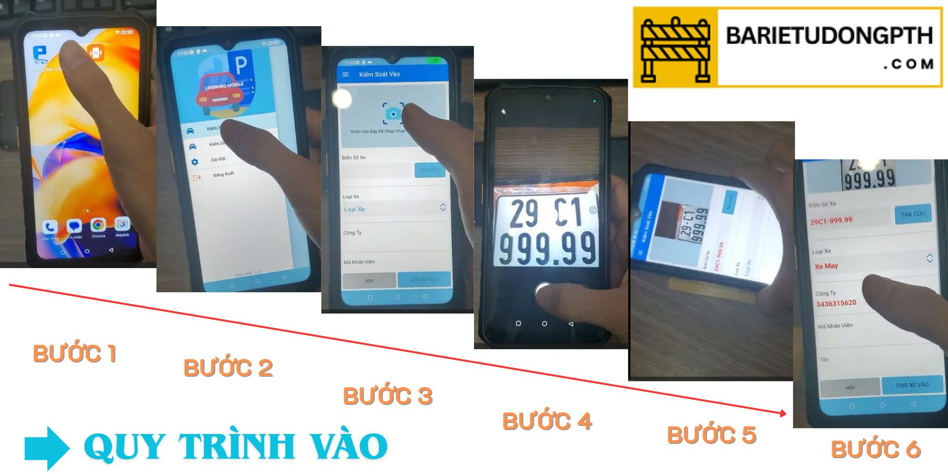 nguyên lý vận hành máy giữ xe cầm tay làn vào