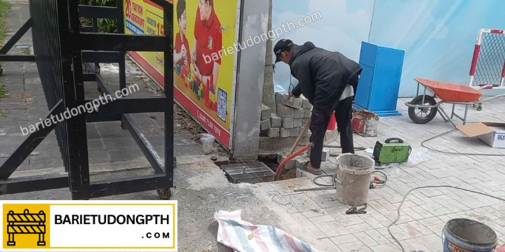 chuẩn bị hố lắp motor âm sàn