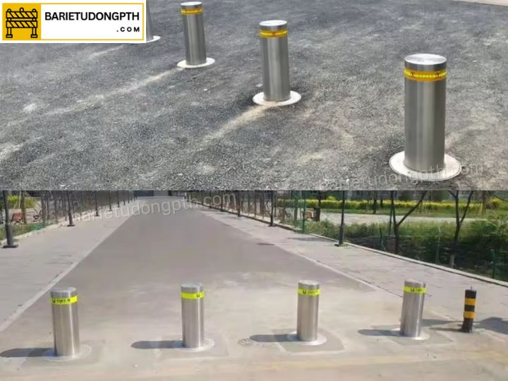lắp trụ chắn xe cho quảng trường