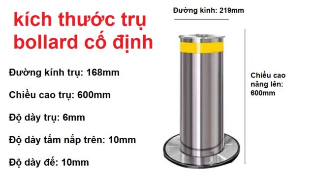 Lắp barrier tự động tại Tây Ninh giá rẻ 7 trụ bollard chắn xe cố định
