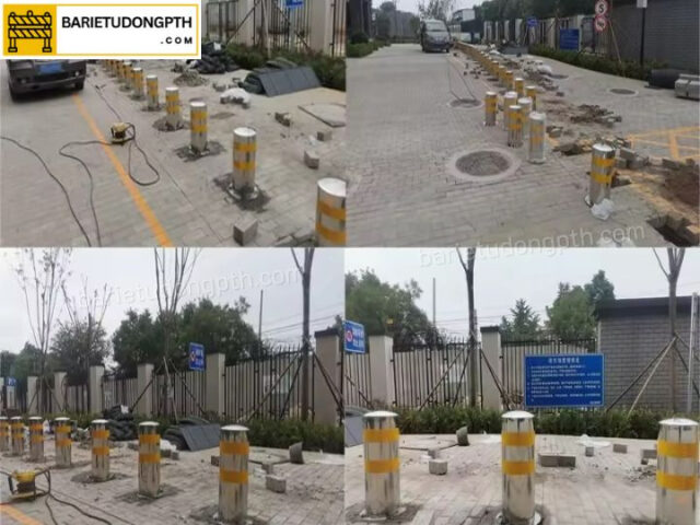 ứng dụng trụ bollard chắn xe