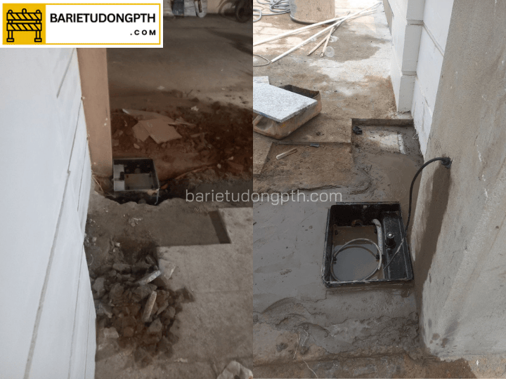 Lắp motor âm sàn DEA cho cổng mở 2 cánh tại Vũng Tàu 5 đổ đế motor âm sàn