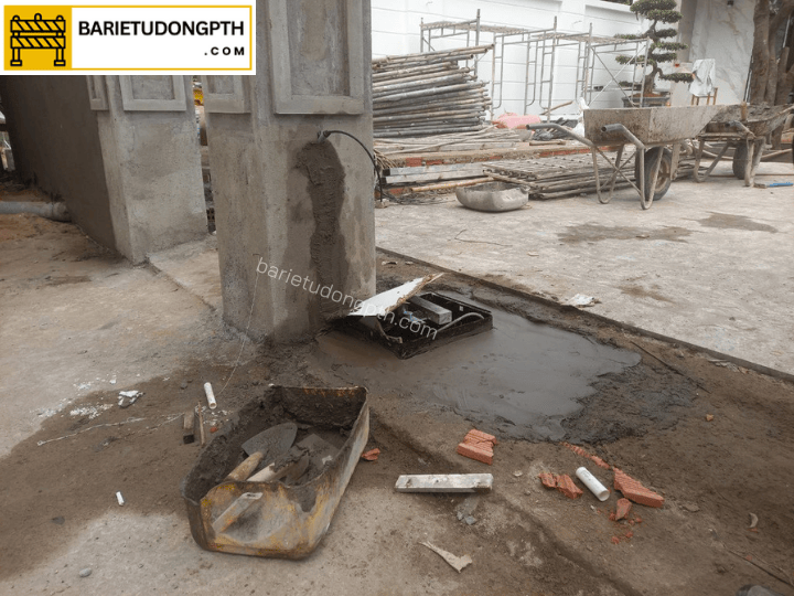 Lắp motor âm sàn DEA cho cổng mở 2 cánh tại Vũng Tàu 7 lắp motor âm sàn hoàn tất