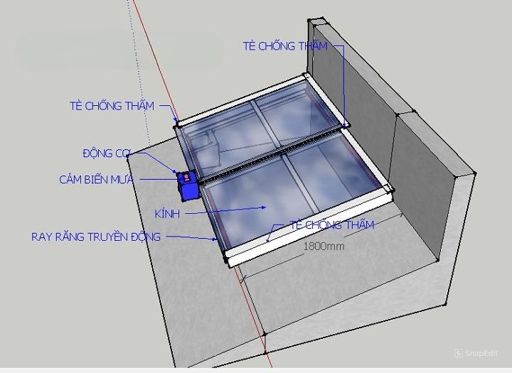 Mái lùa giếng trời di động lấy sáng, thông gió thông minh 13 sơ đồ lắp mái trượt giếng trời tự động