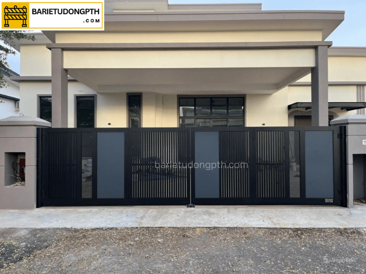 Mẫu cổng tự động gấp 6 cánh tối ưu không gian 1 cổng tự động 6 cánh xếp gấp