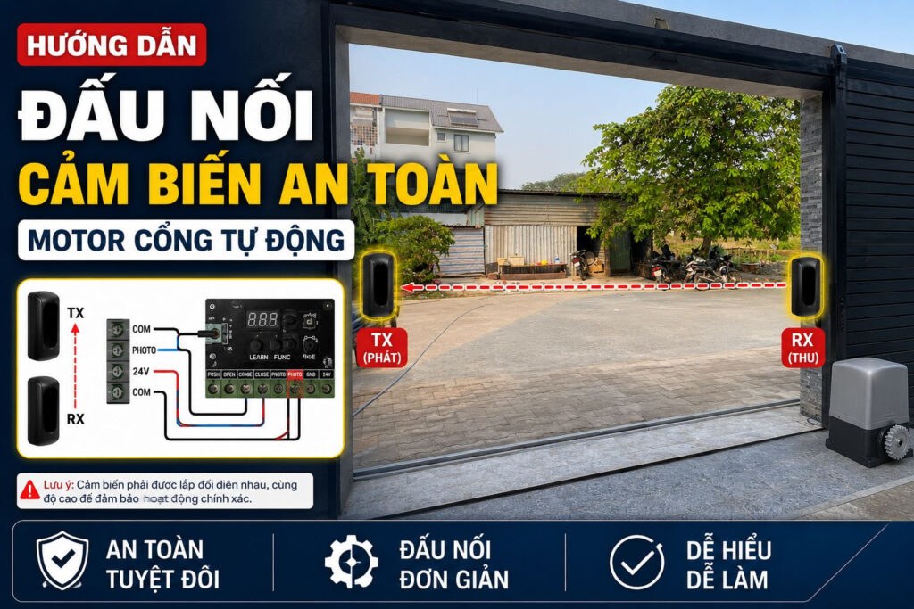 Hướng dẫn đấu nối cảm biến an toàn cổng tự động 32 hướng dẫn đấu nối cảm biến an toàn motor cổng tự động